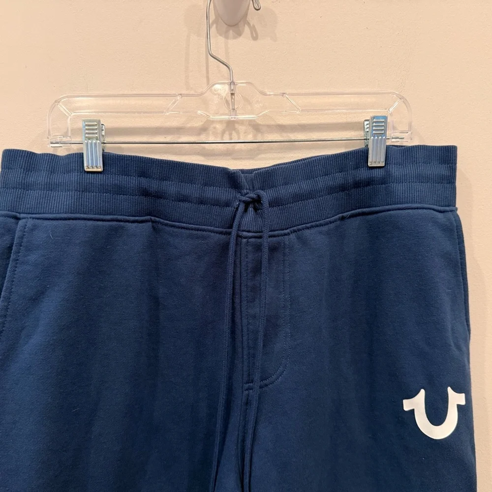 True Religion Jogger Sweatpants Blue Logo Fleece‎ Drawstring Men’s XL